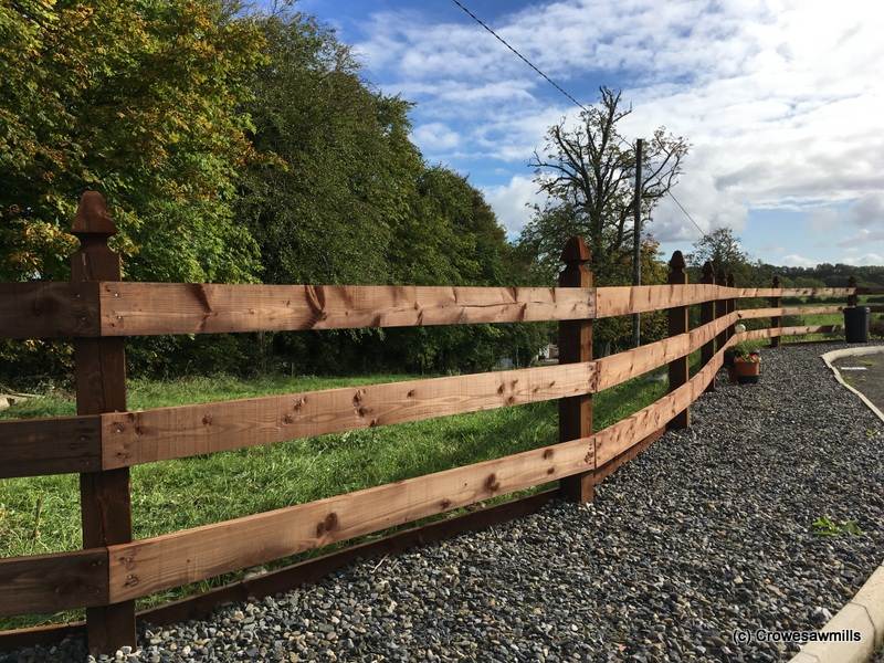 Timber Post & Rail Fence using Larch Special Top Posts – August 2018