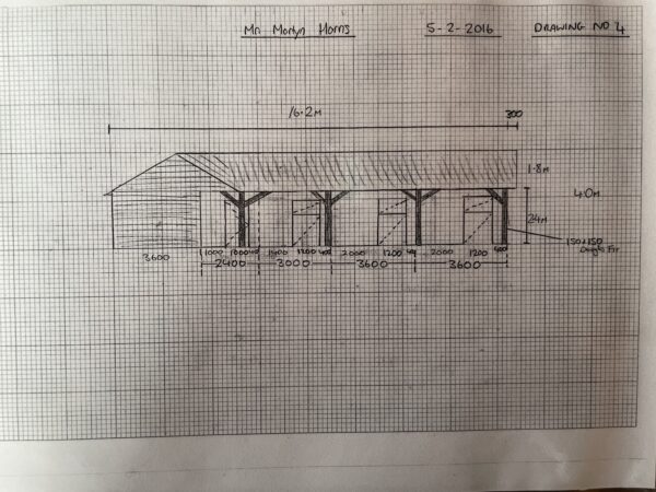 Elevation for timber stables